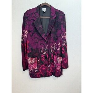 Chico's Purple and Pink Patterned Blazer - XL — EUC